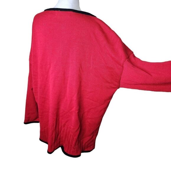Vintage 80s Cardigan Chunky Sweater Crocheted Rose Womens Plus Size 26 Red - Picture 6 of 11